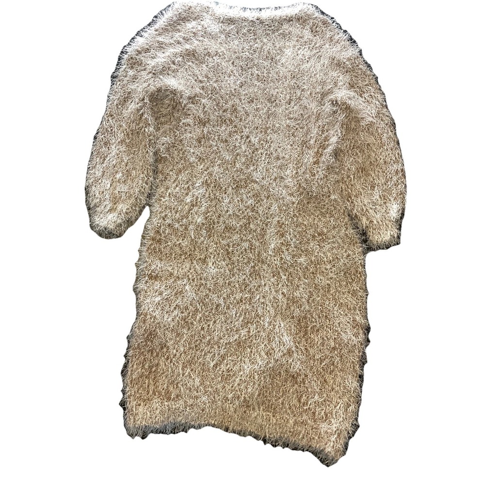 Women's Shaggy Beige Fluffy Long Duster Cardigan Size XS/S - Picture 8 of 8
